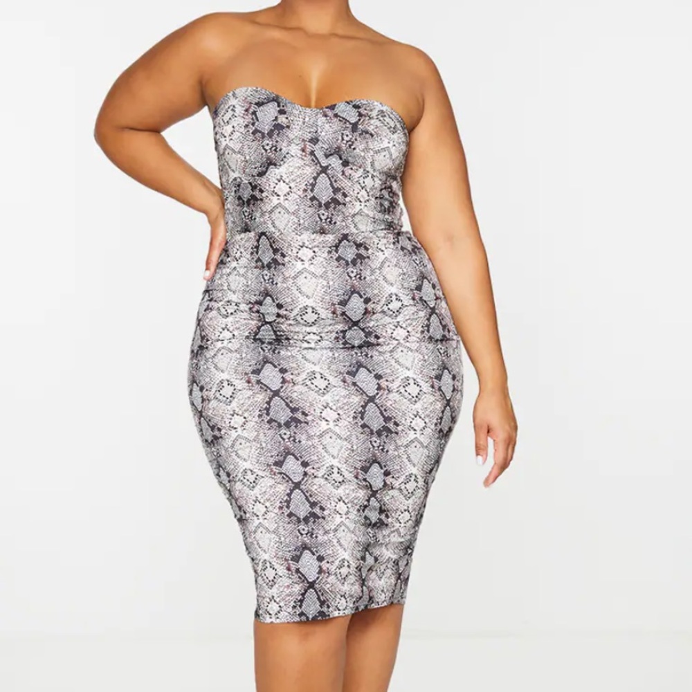 Pretty Little Thing plus size snake print dress